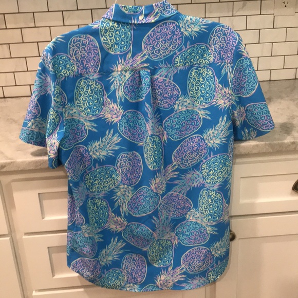 Chubbies Pineapple Shirt Mens Small Blue Pullover Hawaiian Tropical Beach Coast - Picture 5 of 10
